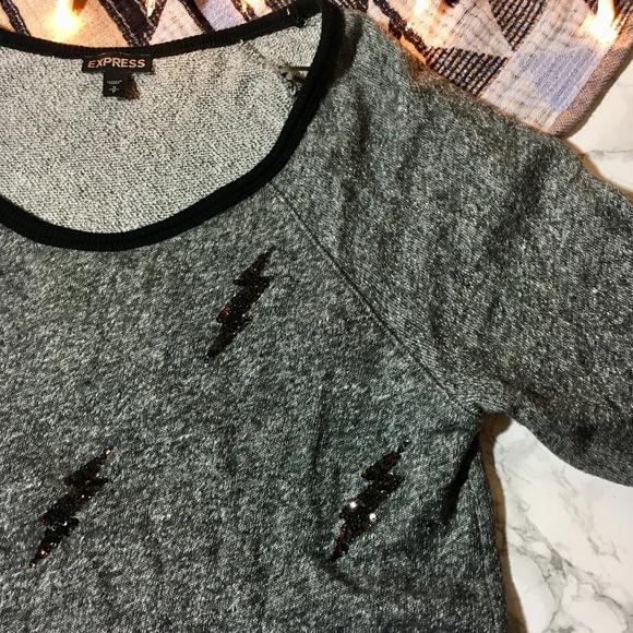 EXPRESS cropped sweater w/ sequined lightning bolts⚡️ - Picture 3 of 6